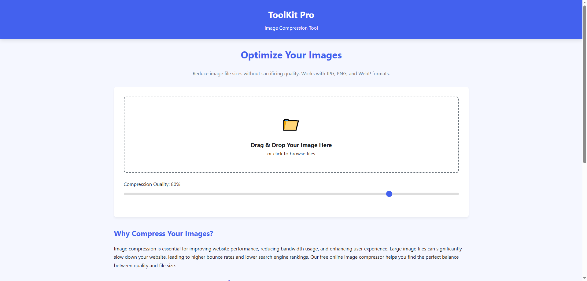 Compress JPG to 50KB without quality loss - ToolKit Pro
